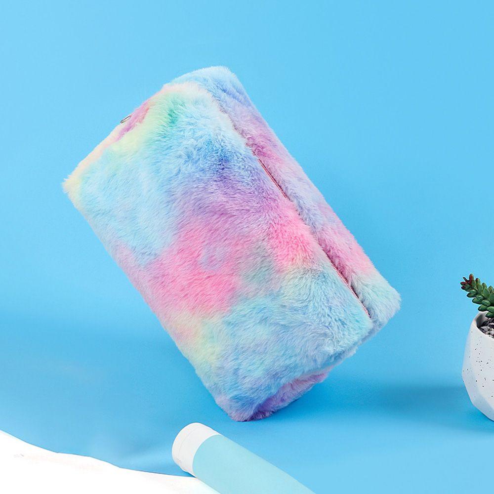 Túi Đựng Mỹ Phẩm Phủ Lông Màu Gradient Cỡ Lớn Tiện Lợi