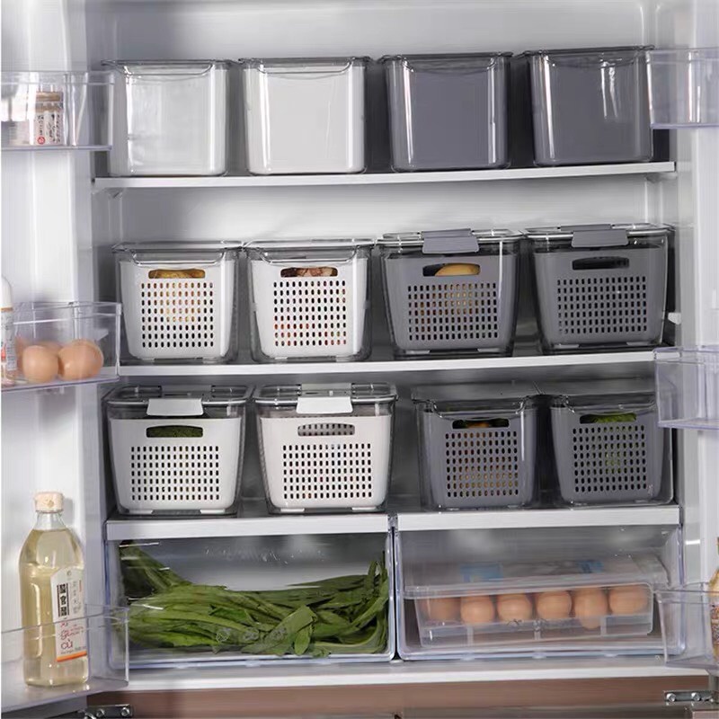 Combo 2 hộp đựng thực phẩm tủ lạnh 2 lớp loại không có chia ngăn