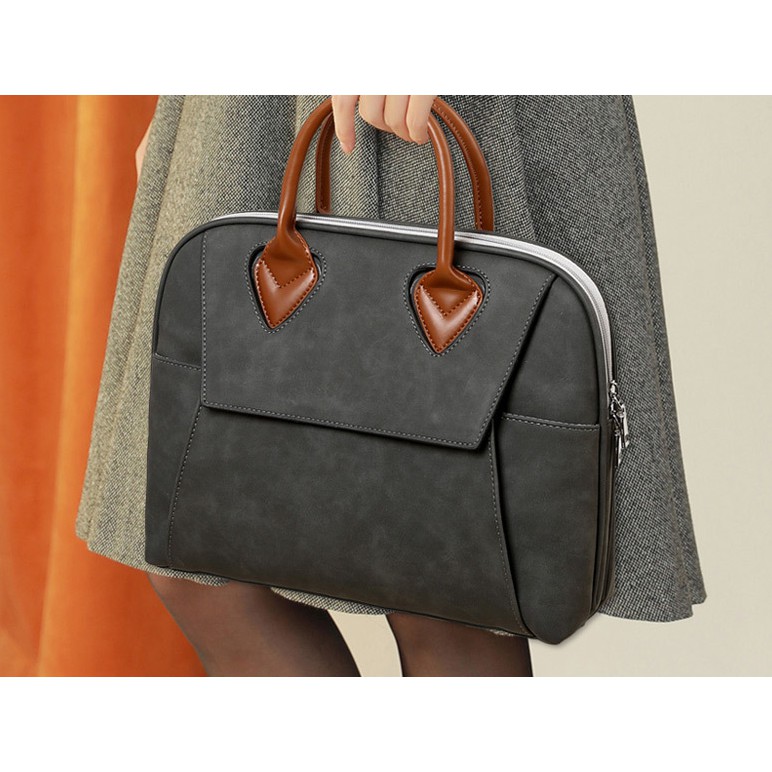 Túi xách đựng laptop, macbook chống sốc da PU siêu bền thời trang - có dây đeo