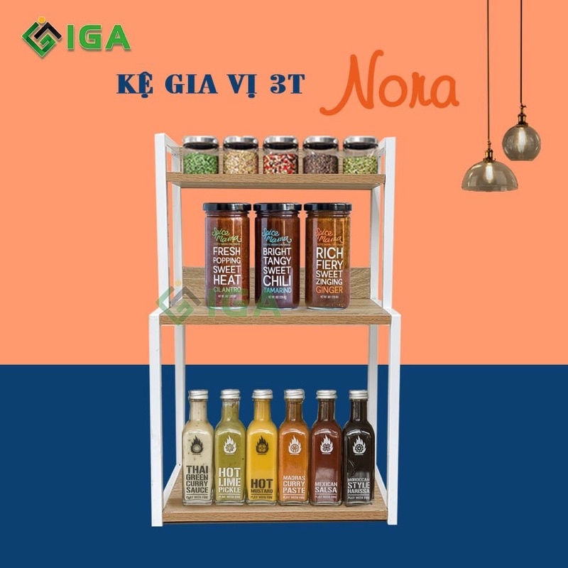 Kệ Gia Vị Để Bàn Nhà Bếp 3 tầng - Kệ Gia Vị Khung Sắt Sơn Tĩnh Điện GM04