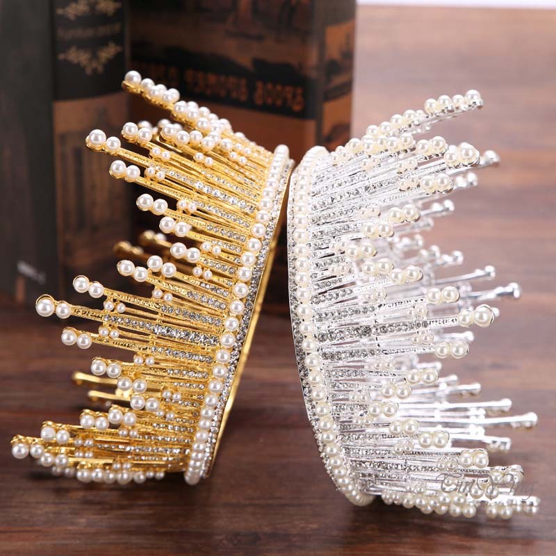 GETNOIVAS Vương Miện Đính Đá Tròn Sang Trọng Cho Cô Dâu