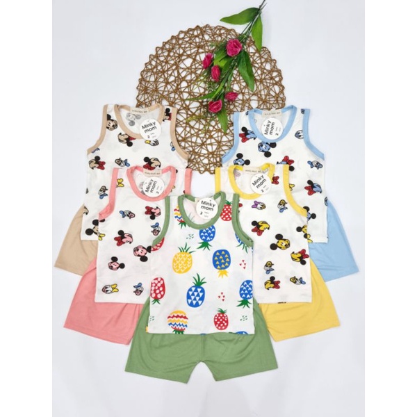 ( BEYE 0118 ) MINKY MOM Bộ ba lỗ thun lạnh mát mịn cho bé trai gái 6 - 15 kg