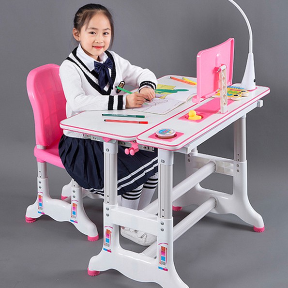 Bàn ghế học sinh thông minh chống gù lưng cận thị tặng đèn led không dây