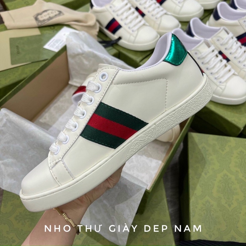 Giày Gu  ci rắn siêu cấp ❤️free ship❤️  giày thể thao nam trắng buộc dây hàng 11 full box | BigBuy360 - bigbuy360.vn