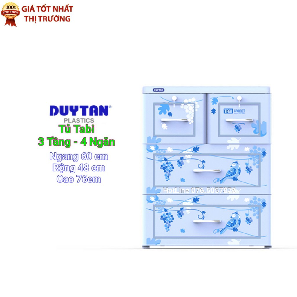 Tủ nhựa duy tân Tabi 3 Tầng-4 Ngăn Màu HỒNG