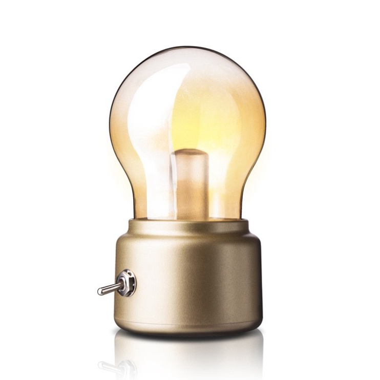 Đèn Ngủ Mini Pin Sạc Sáng 25h Liên Tục Kiểu Dáng Cổ Điển, Tích Điện, Ánh Sáng Vàng, Dùng Để Bàn, DECOR Trang Trí