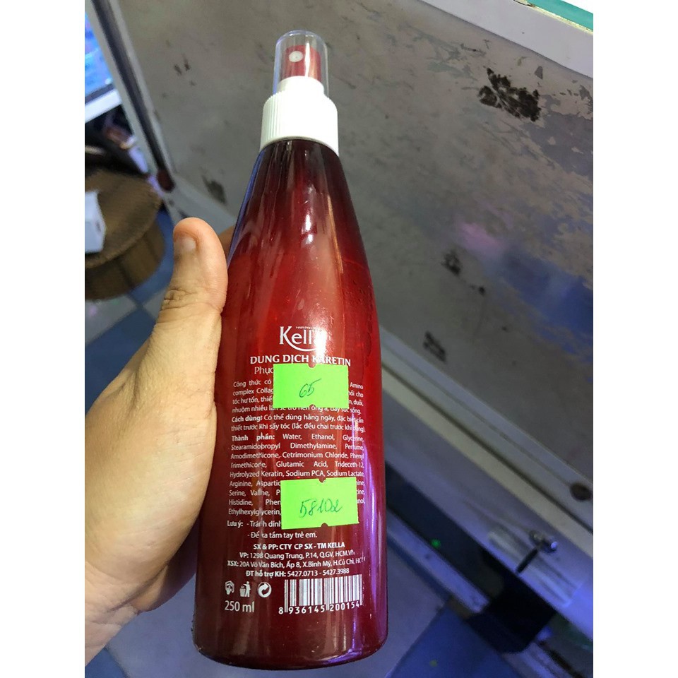 (CHÍNH HÃNG) Xịt Dưỡng Tóc Keratin Phục Hồi Tóc Hư Tổn Kella Liquid Keratin Sealing Serum 250ml