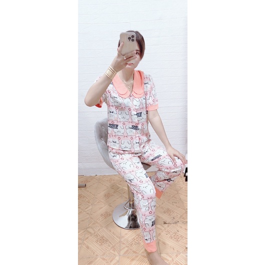 Đồ Bộ Pijama Nữ Lụa Mango Cao Cấp,Tay Ngắn Quần Dài,Chất Vải Mềm Mịn,Siêu Mát MT0422