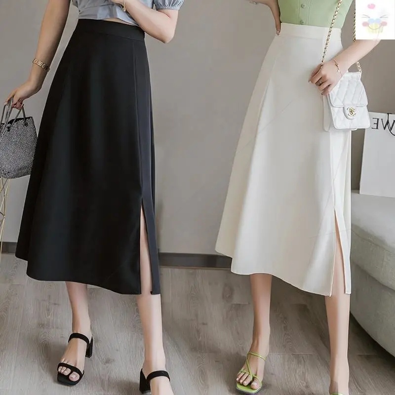 Chân Váy Midi Chữ A Lưng Cao Xẻ Tà Có Size Lớn 40-100KG C8741 Cho Nữ