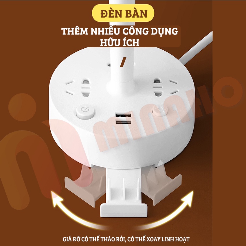 Đèn Ngủ Tích Hợp Ổ Cắm Điện Kèm Cổng Sạc USB - Đèn Bàn Học Thông Minh Cao Cấp MinahoStore