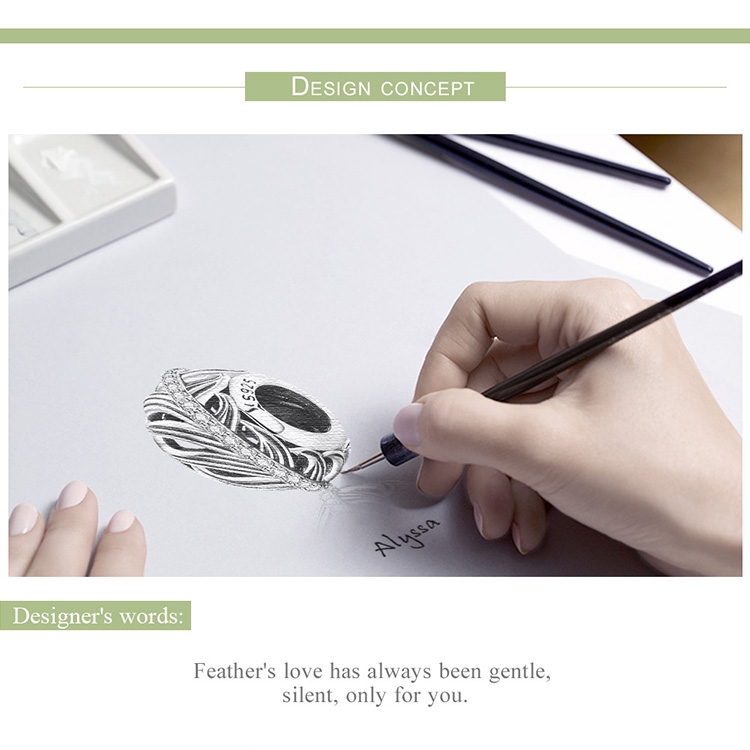 Hạt Phụ Kiện Trang Sức Bamoer SCC1065 Bằng Bạc 925 Khảm Đá Zircon Phong Cách Cổ Điển Cho Nữ