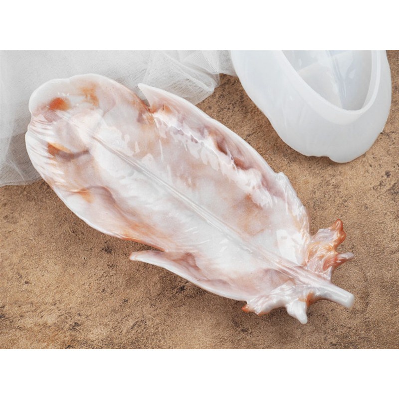 Khuôn Silicone Làm Đĩa Nhựa Epoxy Resin Hình Lông Vũ Diy Trang Trí Nhà Cửa