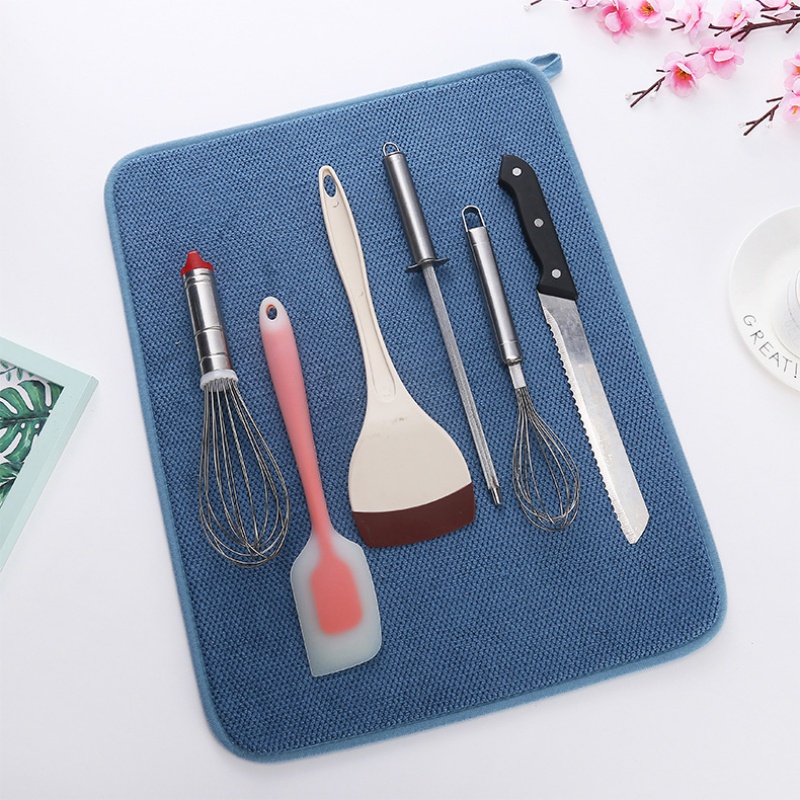 Thảm Lót Làm Khô Chén Dĩa Bằng Sợi Micro Thấm Hút Nước Nhanh Tiện Dụng