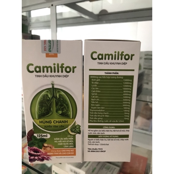 Siro Camilfor tinh dầu khuynh diệp -húng chanh- xuyên tâm liên…hỗ trợ ho, cảm lạnh
