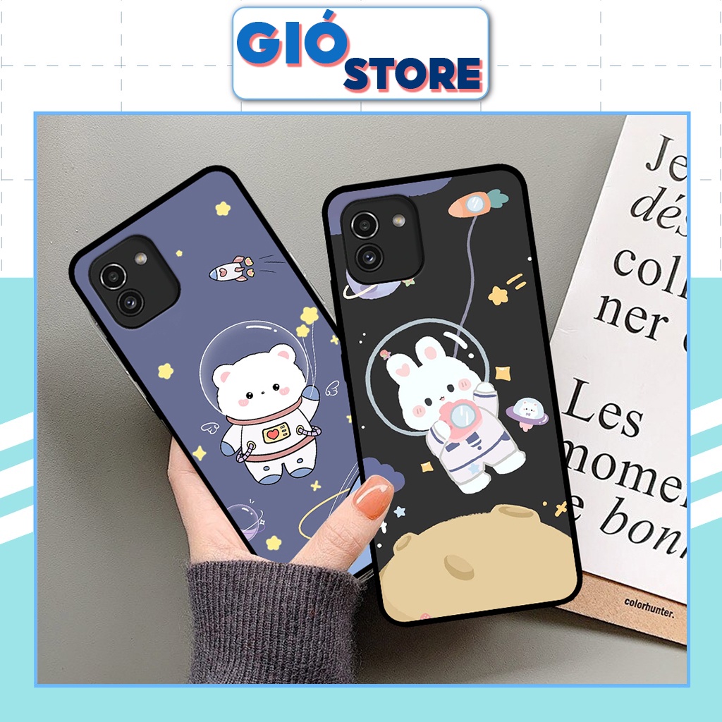 Ốp lưng Samsung Galaxy A03 hình gấu xinh, gấu vũ trụ đáng yêu – ốp chống trầy,chống va đập.giá rẻ