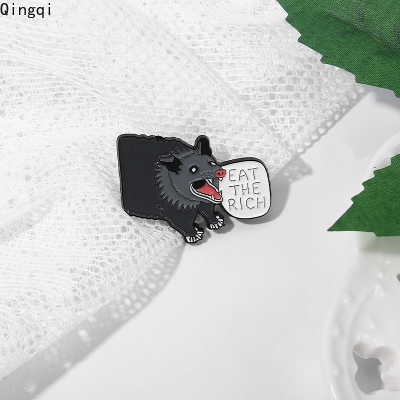 Huy hiệu cài áo MISS ZOE bằng hợp kim tráng men phong cách hoạt hình Eat The Rich Yelling dễ thương