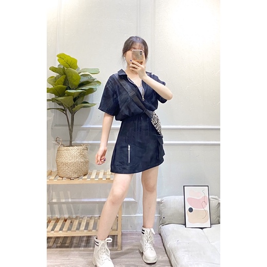 set áo cổ polo chân váy