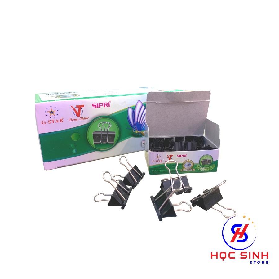Hộp 12 Cái Kẹp Bướm 15mm Màu Đen Gstar Size nhỏ Chất lượng cao - Học Sinh Store