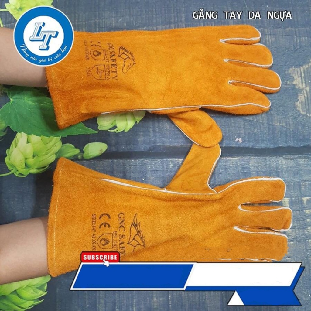Găng tay da bò hàn xì 14-16 găng tay cơ khí chống tia lửa điện chất liệu da mềm mịn - Nsafe