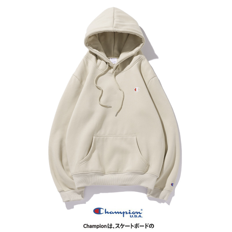 CHAMPION Men and Women Cotton Plus Velvet Embroidery Plus Size Hooded Sweatshirt