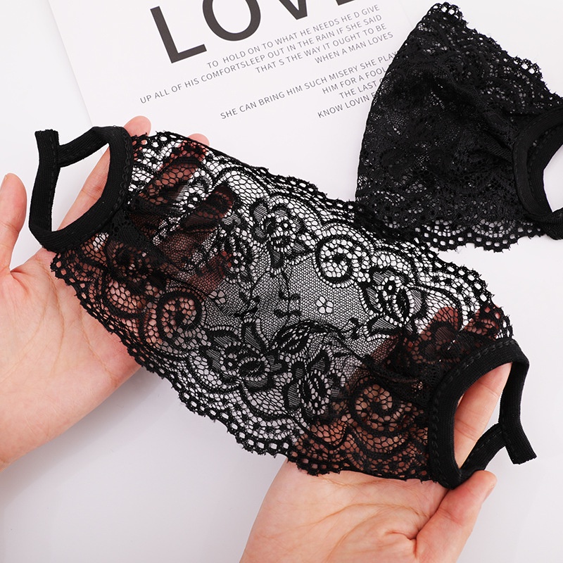 Black lace sunscreen mask adult ladies summer fashion thin single-layer sunshade super breathable comfortable mask