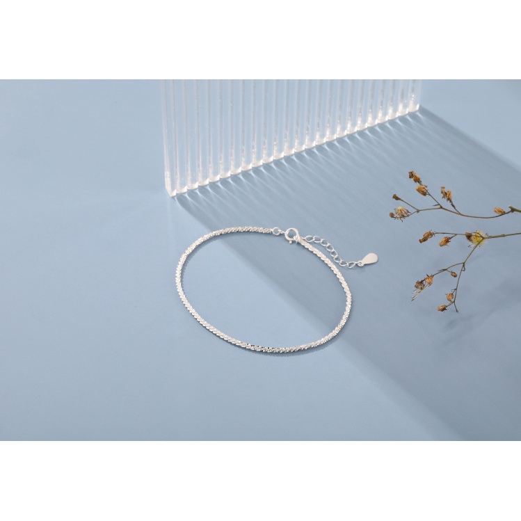 Lắc tay bạc ý S925 nữ dây xù đơn giản Asimi, Lắc tay sang trọng lấp lánh Ruffled Hand LT01