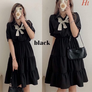 Váy xoè ba tầng nơ cổ HT11