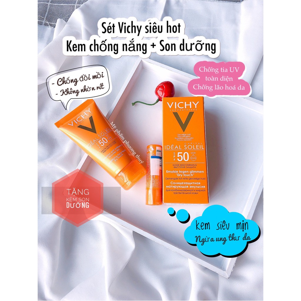 (AUTH) Set kem chống nắng Vichy kèm tặng son dưỡng