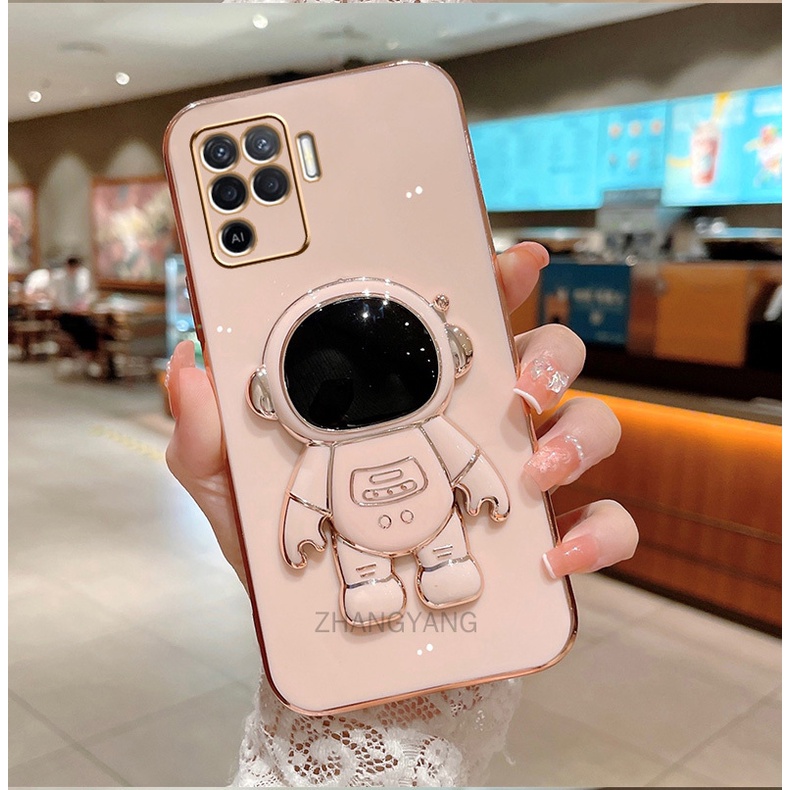 ốp lưng oppo a94 TPU Mạ điện 3D Phi hành gia có chân đế ốp điện thoại oppo a94
