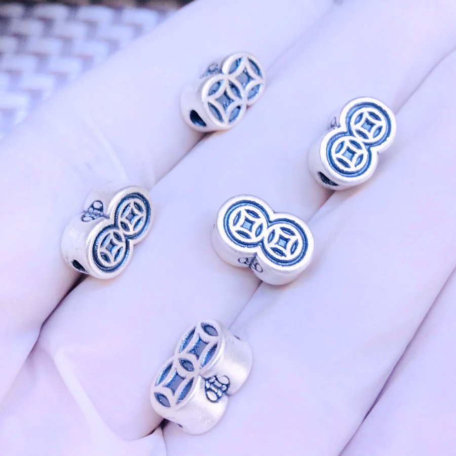 [Giá sỉ] Charm bạc kim tiền đôi (3D0039)