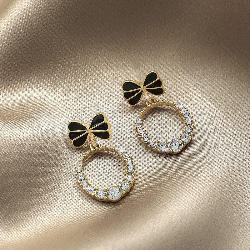 Hoa tai hình nơ đính đá lấp lánh phong cách cổ điển cho nữ