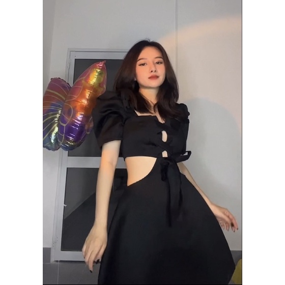 Đ46- Đầm chéo dây nơ