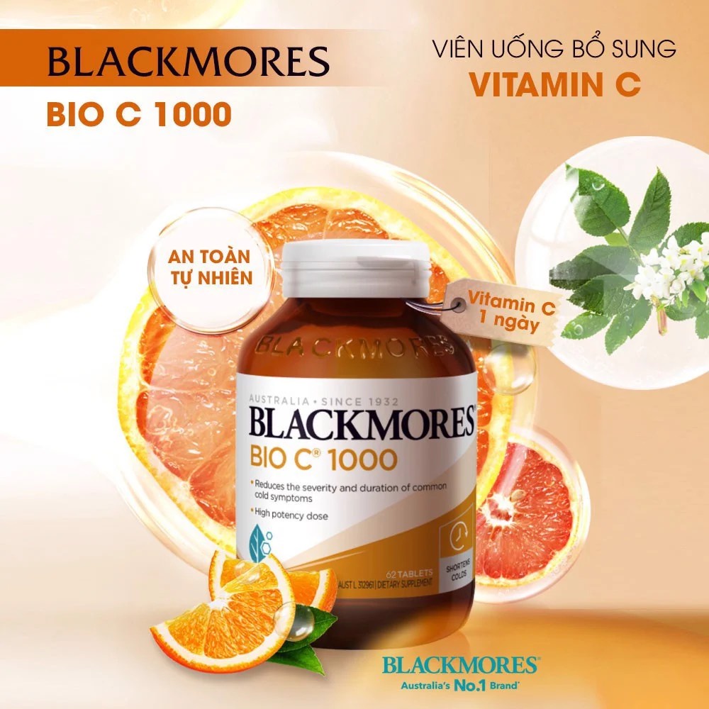 Viên uống Blackmores Vitamin C Bio C 1000mg tăng cường miễn dịch, làm đẹp da, chống oxy hóa - 31 viên