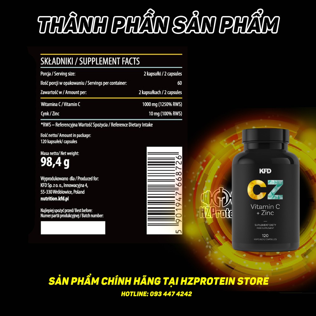 KFD ZINC + VITAMIN C - TĂNG CƯỜNG HỆ MIỄN DỊCH, HỖ TRỢ SỨC KHỎE (120 VIÊN)