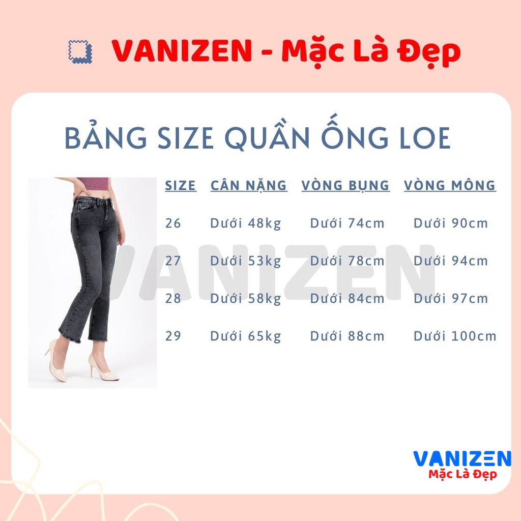 Quần jean nữ ống loe đẹp lưng cao cạp cao trơn xám khói hàng hiệu cao cấp mã 412 VANIZEN