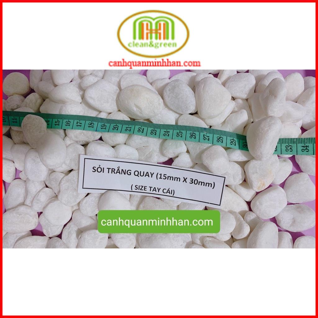 Sỏi trắng trang trí 13kg lót hồ cá nhiều kích cỡ trang trí lối đi sân vườn những chậu cây cảnh Minh Hân Garden