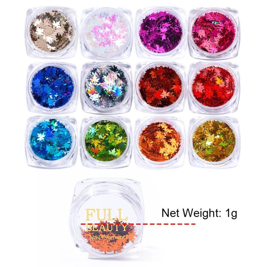 Phụ Kiên Lá Phong ( Set 12 Hũ Trang Trí Móng)