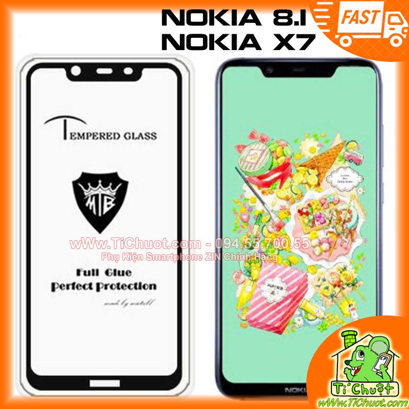 [FULL KEO] Kính cường lực Nokia 8.1 Nokia X7 FULL Màn