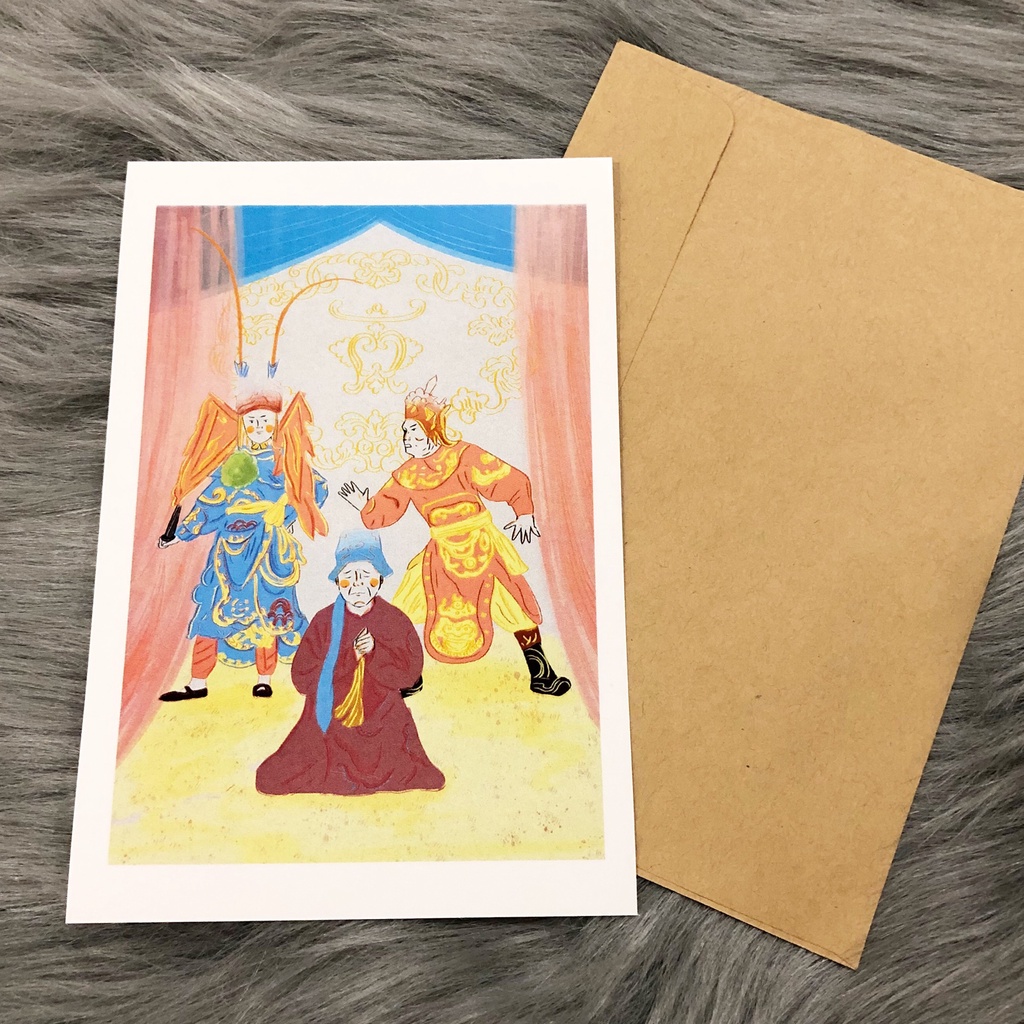 Postcard, Thiệp chúc mừng, Tranh trang trí Nghệ thuật dân gian Việt Nam, 10CMx15CM kèm bao thư Kraft