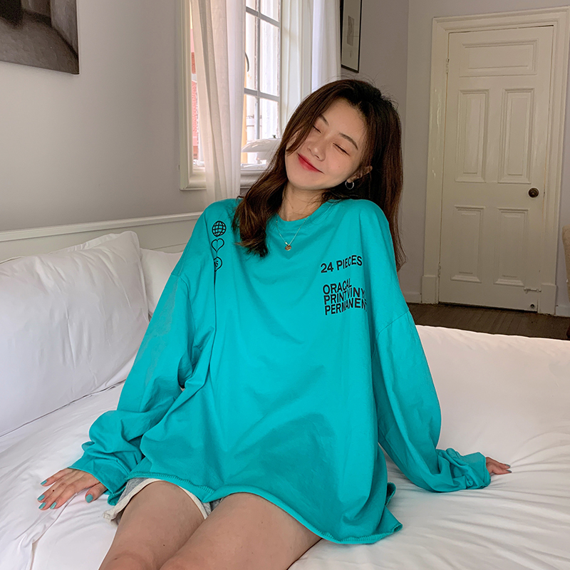 SUXI Áo Thun Tay Dài Dáng Rộng In Họa Tiết Thời Trang Mùa Thu Cho Nữ