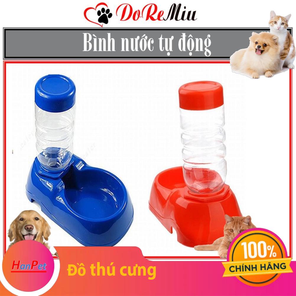 Bình nước tự động cho chó mèo thú cưng dạng khay uống đơn đặt nền kèm bình phù hợp chó mèo dưới 5kg