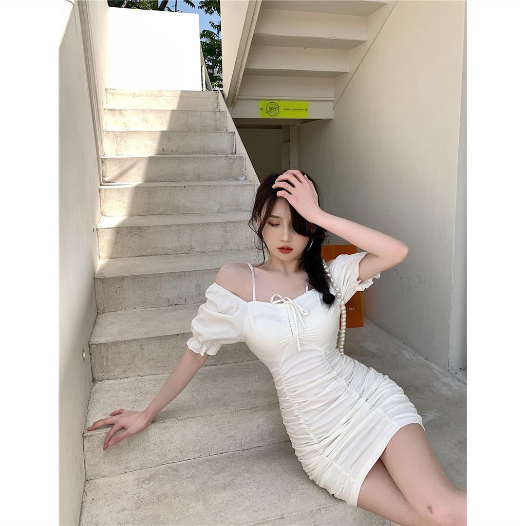 Đầm Tay Phồng Ôm Dáng Thời Trang Mùa Hè Phong Cách Pháp Mới Cho Nữ 2021