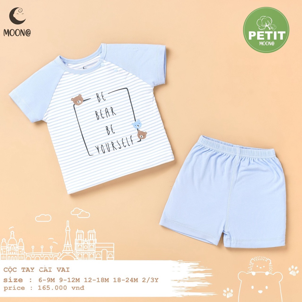 [CHÍNH HÃNG] Bộ cộc tay raglan trẻ em chất petit Moon