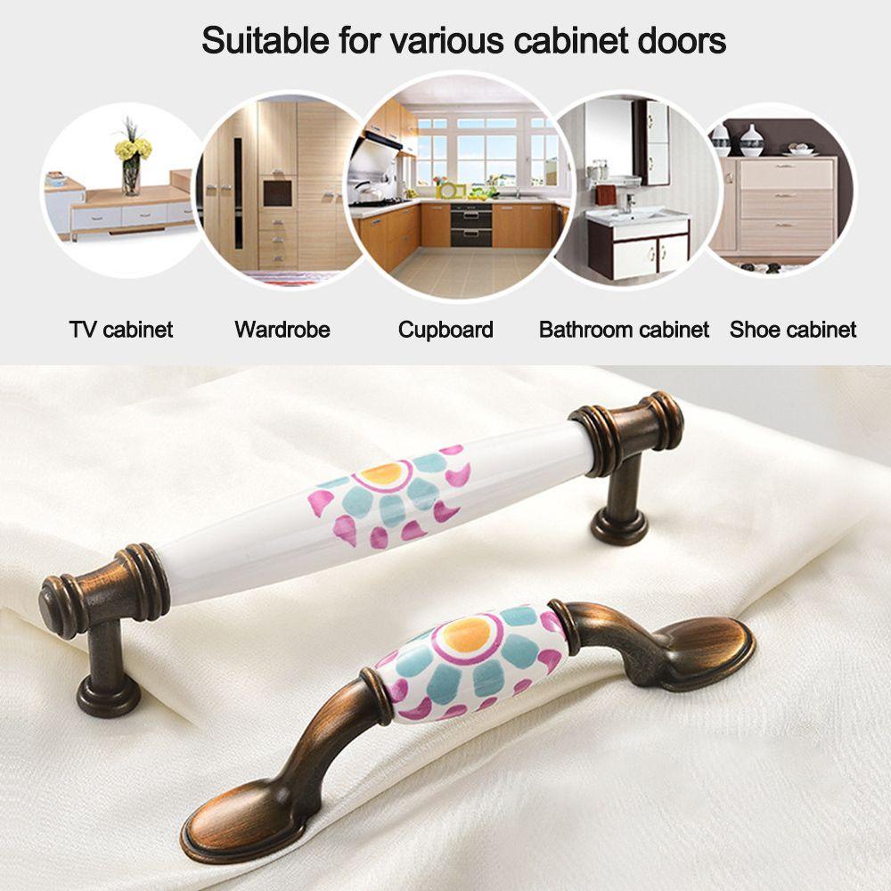 KUNHEV Tay Nắm Cửa / Cửa Ra Vào Họa Tiết Hoa Mẫu Đơn Trang Trí Nội Thất