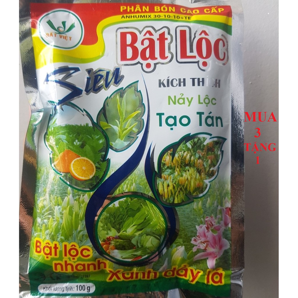 Phân bón lá NPK 30-10-10+TE bật lộc nhanh xanh dày lá , nhiều mầm, sai hoa 100g