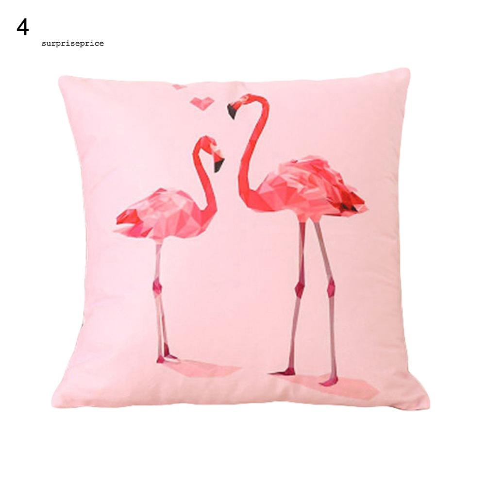 Áo gối khổ vuông 45cm X 45cm in họa tiết chim hồng hạc trang nhã