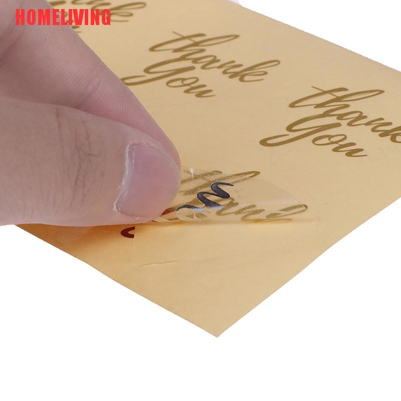 Set 100 Nhãn Dán Trong Suốt In Chữ Thank you Màu Vàng Dùng Trang Trí Quà Tặng DIY