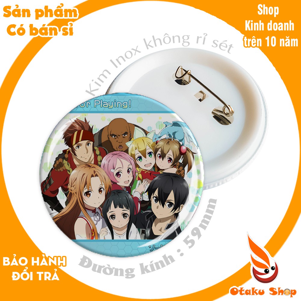 <20/640 MẪU>Huy hiệu anime phim SAO Đao kiếm Thần Vực Sword Art Online nhân vật Kirito,Asuna đặt in hình theo yêu cầu