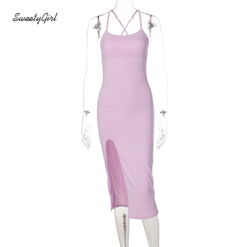 Đầm Maxi Không Tay Cổ Vuông Eo Thấp Màu Trơn Thời Trang 2022 Quyến Rũ Cho Nữ