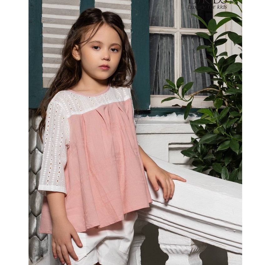 Sét bộ đồ bé gái xinh xắn 137Kids thiết kế dáng babydoll tay lỡ thoáng mát cho bé